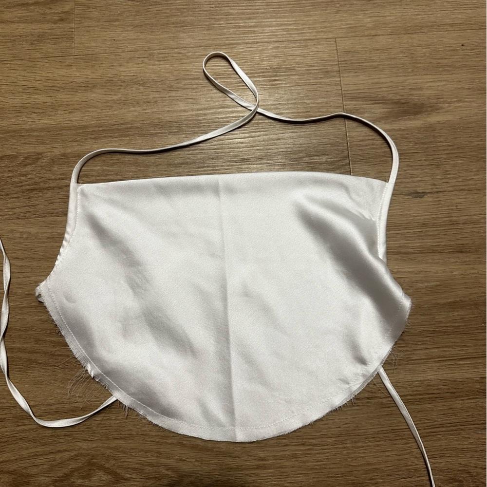 white satin adjustable open back crop top from princess polly size 2